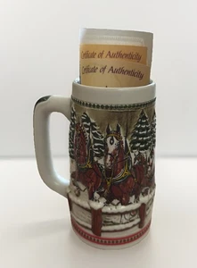 Vintage zertifiziert Budweiser Holiday Serie Steinzeug Stein bedeckt Brücke Clydesdale - Bild 1 von 9
