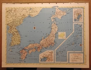 1953 Mappa Atlante Vintage GIAPPONE e COREA Atlante Mondo di Hammond Edizione Superiore - Foto 1 di 7