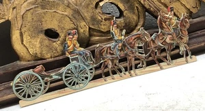 Victorian Die Cut Embossed Horses & European Soldiers Canon Scrap - L3 - Bild 1 von 5