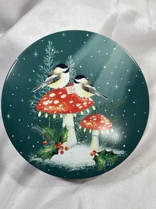 Vintage Vögel auf Pilzen Weihnachten Keksdose - Bild 1 von 3