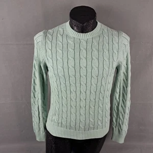 Brooks Brothers Cable Knit Sweater Size Small Men Mint Green Crewneck Pullover - Picture 1 of 15