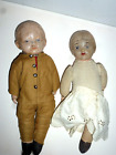 Cloth Martha Chase? Antique Girl & Boy Dolls Molded Ears Stitched Fingers