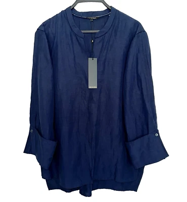 Nuevo NUEVO CON ETIQUETAS $298 KOBI HALPERIN Blusa Túnica Marni Relajada Lagenlook Azul Marino Mediano Foto 1 de 4