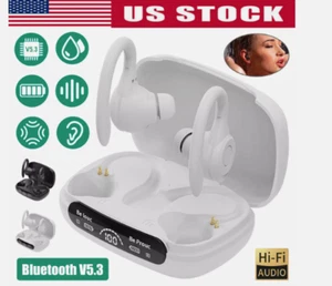 Bezprzewodowy zestaw słuchawkowy Bluetooth 5.3 TWS słuchawki douszne słuchawki stereo zaczep na ucho - Zdjęcie 1 z 4