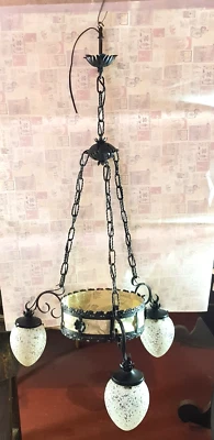 Lampadario In Ferro Battuto Liberty  Epoca 900 - Immagine 1 di 4