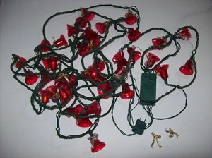 Vintage 40-Count Fancy Red Christmas Bell Indoor Light Set, *NOT WORKING - Picture 1 of 13
