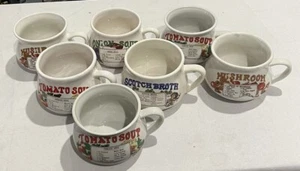 Vintage Rezept Suppenschalen Tassen Tassen 7er Set Tomate Zwiebel Scotch Brühe Pilz - Bild 1 von 4