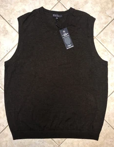 Hart Shaffner Marx Extra Fine Merino Wool V Neck Sweater Vest 2XT Dk Brown NWT - Picture 1 of 10
