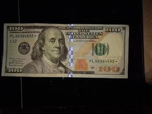 2017a $100 star note serial number PL06964592* - Picture 1 of 2