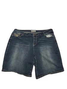 EST 1946 Womens Denim Jean Bermuda Shorts Size 24W Dark Wash Cotton Stretch - Picture 1 of 15