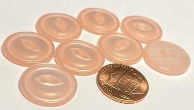8 NOS Vtg Pale Pink Pearlized Cat Eye Plastic Sew-thru Buttons 19mm 3/4" 12649 - Image 1 of 3