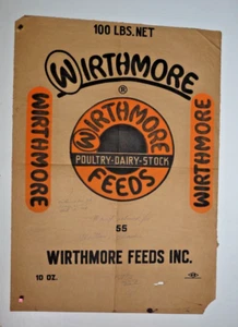 XX LARGE Vintage Paper Sack Bag, WIRTHMORE FEEDS, POULTRY DAIRY STOCK, 1959 - Picture 1 of 1