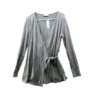 NWT Gilli Lila Surplice Maternity Knit Wrap Top Womens XL Gray Ribbed Stitch Fix - Picture 1 of 9