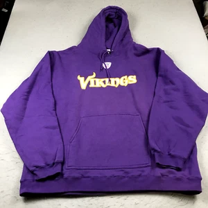 VINTAGE Minnesota Vikings Hoodie Mens 2XL XXL Purple Reebok Sweatshirt NFL Y2K - Picture 1 of 8