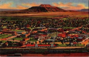 Air View of Tucumcari New Mexico Color Illustrated Card Train Station Postcard - Picture 1 of 1