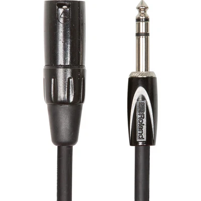 Roland Black 1/4" TRS to XLR Male Interconnect Speaker Monitor Mixer Cable 5 ft - Image 1 of 2