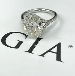 Oval Brilliant Solitaire Engagement Diamond Ring 5.19 Carats GIA Certified - Picture 1 of 4