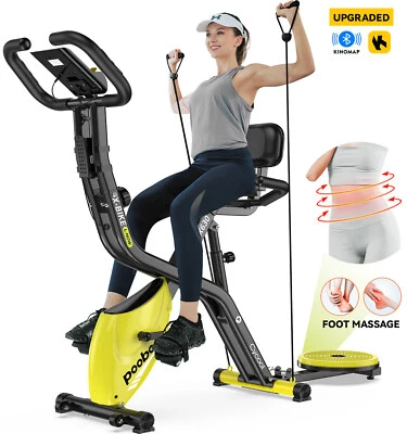 POOBOO Home 4in1 Folding Exercise Bike Indoor Cycling Bike Stationary Bike Workout Bike