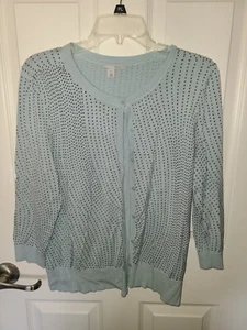 Halogen Aqua w/Dots Lightweight Cardigan Sweater - SZ. XL - Bild 1 von 6