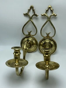 Williamsburg Restoration Brass Wall Sconces Candle Holders Deer Heads Virginia - Picture 1 of 22