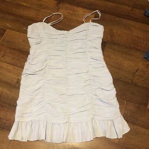 NEW Lioness Womens Mini Dress Size XL Baby Blue Ruched Strapy - Picture 1 of 7