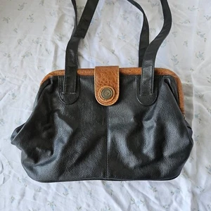 Vintage 80s Capezio Leather Black Handbag Bucket Strap - Picture 1 of 7