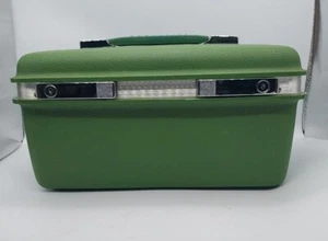 Samsonite Saturn Avocado Green Hard Shell Train Travel Makeup Case Tray No Key - Picture 1 of 17