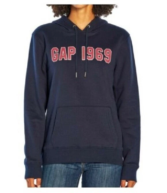 Gap Women's 1969 Logo Lightweight Fleece Pullover Hoodie W/ Kangaroo Pocket