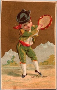 Antigua pandereta con tarjeta de cande victoriana publicidad Le Fandango sin marcar - Imagen 1 de 2