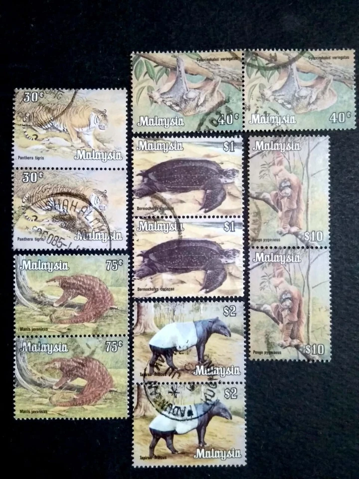 Malaysia 1979 Animals Loose Set Up To $10 Block Of 2 - 12v Used - Image 1 of 2