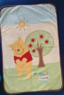 Disney Baby Winnie the Pooh Blanket Apple Tree Hunny Pot Sun Plush Throw 30x44 Foto 1 de 4