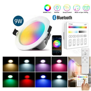 Bluetooth LED Recessed Ceiling Downlight Lamp RGB+WW+CW Dimmable+Remote Control - Picture 1 of 20