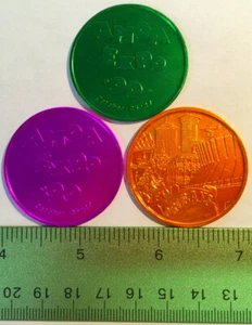 3-Genuine AMOA EXPO 1990 New Orleans Mardi Gras Colored Coins Tuits RARE NOS D23 - Picture 1 of 1