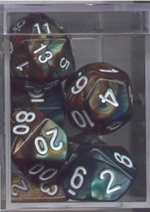 NEW Style ! CUBE RPG Dice Set of 7 - Twisted Aqua-Bronze - Picture 1 of 2