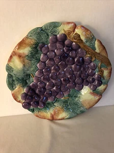 Fitz And Floyd Ceramic Ironstone Grapes Wall Plate 3D - Picture 1 of 2