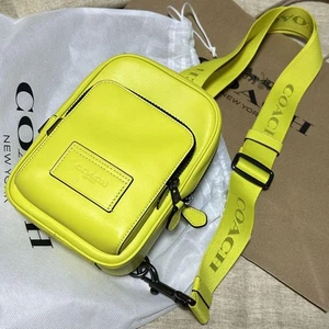 Coach Body Bag Yellow Wide Shoulder Leather - Picture 1 of 7