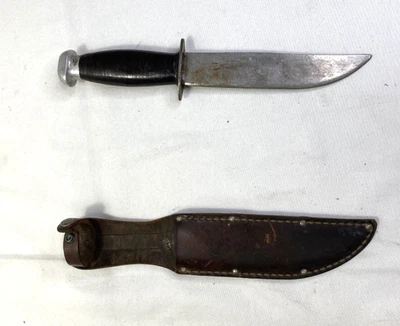 Vintage Case XX USA 1940-1965 Fixed Blade Hunting Knife Stacked Leather Handle - Image 1 of 4