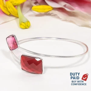 Christmas Sale Genuine Red Garnet Ethnic Mother January Birth Cuff 925 Silver - Picture 1 of 11