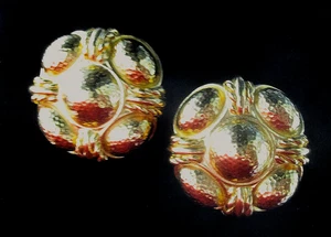 VINTAGE 80ER JAHRE PAAR GROSSE VERGOLDETE CLIP OHRRINGE VON CHRISTIAN DIOR - FRANKREICH - Bild 1 von 5