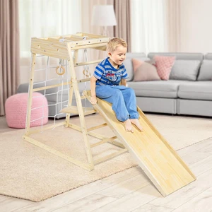 Toddler Climbing Frame,Indoor Playground,Wood Toddler Playset Montessori 7-In... - Picture 1 of 12