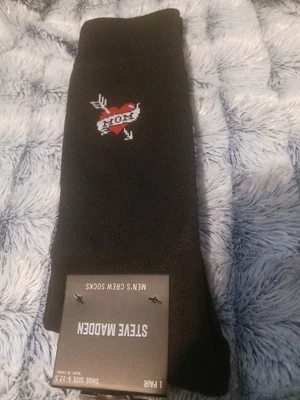 Steve Madden 袜子男式 10-13 码鞋 6-12.5 码黑色心形棉混纺 — 第 1/4 张图片