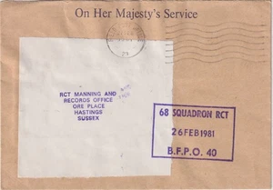 1981 68 Squadron RCT BFPO 40 Rheindahlen Germany OHMS Cover - Bild 1 von 3