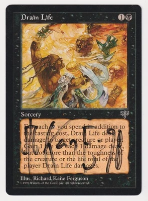 Signed Drain Life NM Mirage Artist Richard Kane Ferguson Dated 98 MTG Vintage! - Image 1 of 2