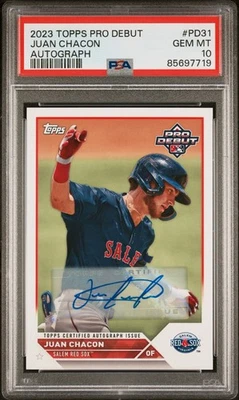 JUAN CHACON 2023 Topps Pro Debut Autographs PSA 10 Gem Mint (Pop 2) - Image 1 of 3