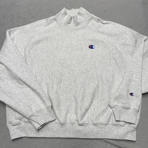 Champion Reverse Weave Sweatshirt XL grau Mock Turtle Neck Boxy Gym - Bild 1 von 9