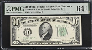 1934-C $10 FEDERAL RESERVE NOTE FR.2008 PMG 64 EPQ - Picture 1 of 2