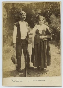 Portuguese Couple & Shotgun On Madeira - Traditional Dress c1880s Photo - Picture 1 of 1