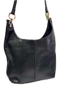 Leather Co Liz Claiborne Hobo Shoulder Bag Smooth Leather Black  - Picture 1 of 12