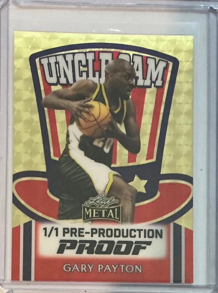 Hoja de metal Día de la Independencia Gary Payton 2025 súper prismático oro prueba 1/1 Foto 1 de 1