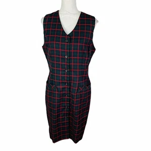 Vestido de Colección Karen Scott Mujer Talla 10 A Cuadros Botones Frontales Escolares Forrados - Imagen 1 de 8